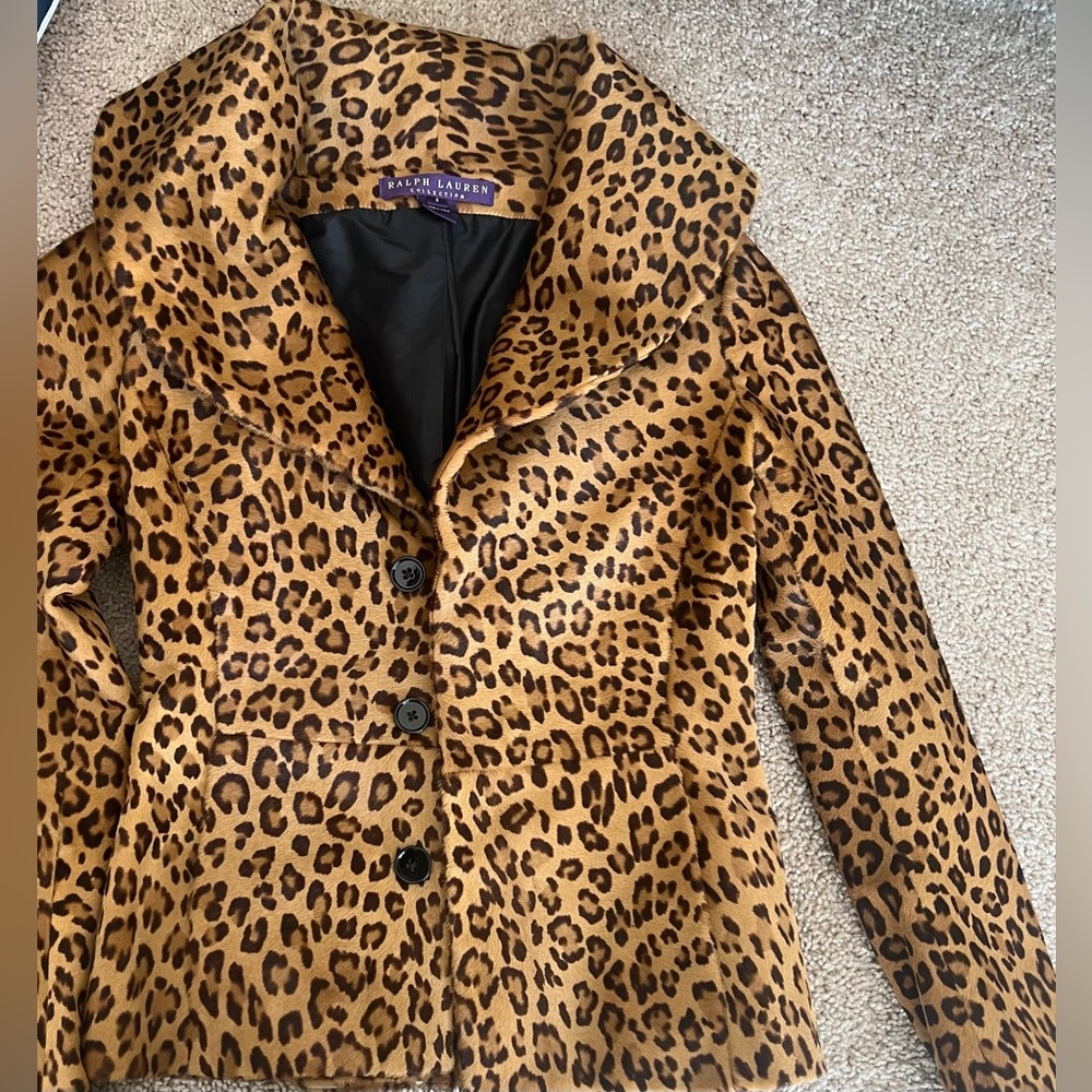 Ralph Lauren Purple Label Leopard-Print Blazer in Tan and Black